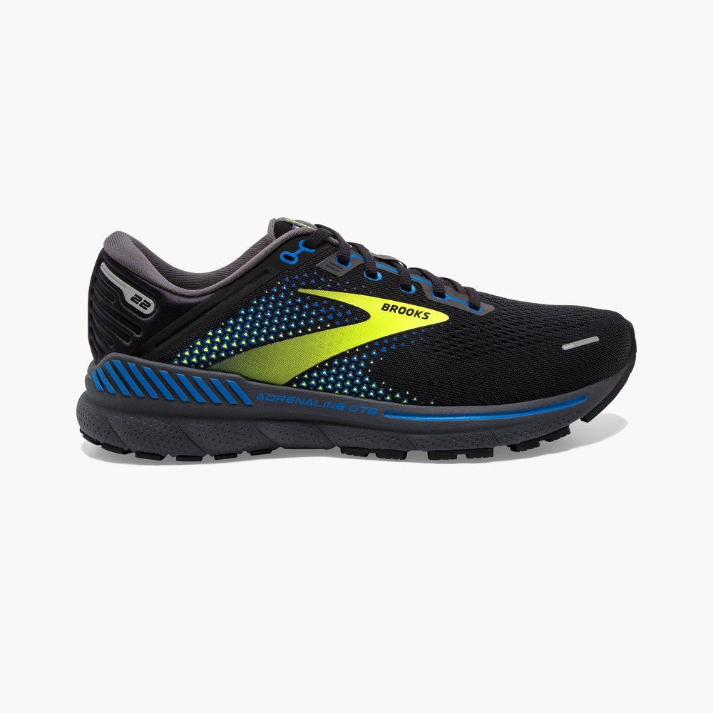 Brooks Adrenaline GTS 22 Black Blue Nighlife Mens 8.5 D Running Jogging Athlelic